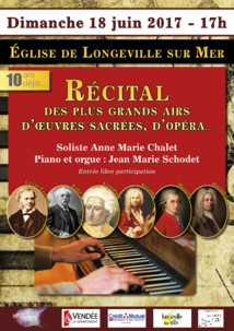 Longeville-sur-Mer: concert de musique classique dimanche 18 juin à 17h00