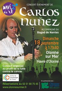 Carlos NUNEZ à Olonne-sur-Mer le dimanche 18 septembre à 17h00 Carlos NUNEZ à Olonne-sur-Mer le dimanche 18 septembre à 17h00