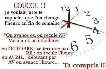 N'oubliez pas de régler vos montres, pendules et horloges ce week-end ! N'oubliez pas de régler vos montres, pendules et horloges ce week-end !