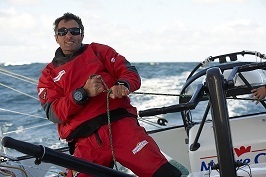 Entrainement en préparation du Vendée Globe 2012 de Jérémie Beyou sur l'IMOCA 60 pieds Maitre CoQ au large de l'archipel des Glenan, Photo : YVAN ZEDDA