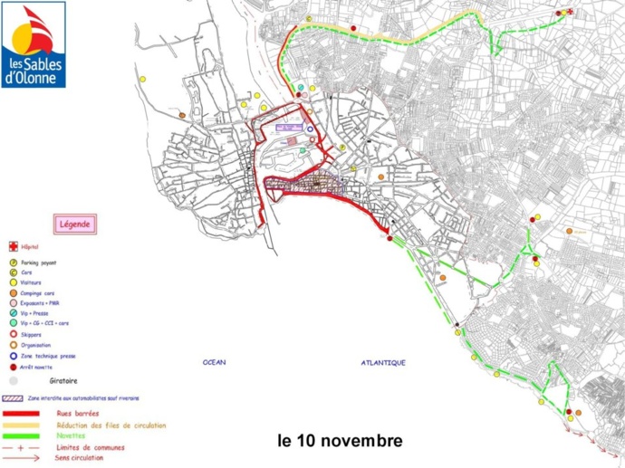 Circulation et parkings durant les trois semaines précédent le départ du Vendée Globe