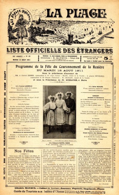 Archives municipales : Le journal la plage (1876-1924) consultable en ligne sur le site de la ville des Sables Archives municipales : Le journal la plage (1876-1924) consultable en ligne sur le site de la ville des Sables