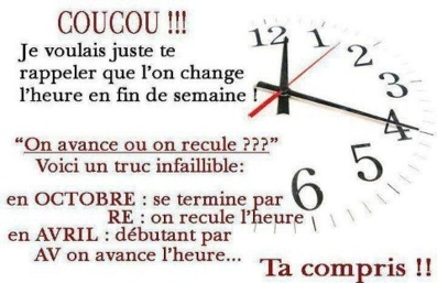 N'oubliez pas de régler vos montres, pendules et horloges ce week-end ! N'oubliez pas de régler vos montres, pendules et horloges ce week-end !
