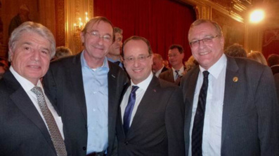 De gauche à droite : Gilles Beausse, Dominique Wavre, François Hollande, Jean-Charles Rielle. Copyright photo : © Mirabaud