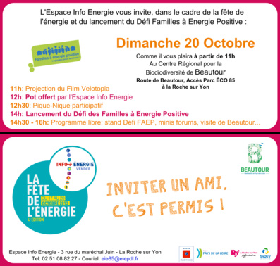 Fête de l'Energie en Vendée les 17, 19 et 20 octobre 2013 Fête de l'Energie en Vendée les 17, 19 et 20 octobre 2013