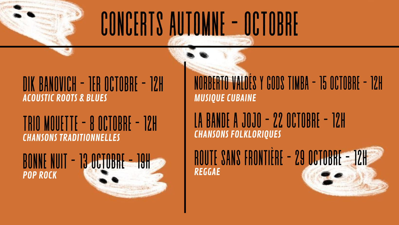 Les concerts au Poisson à roulettes du mois d'octobre Les concerts au Poisson à roulettes du mois d'octobre