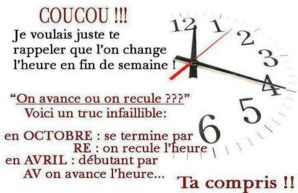 N'oubliez pas de régler vos montres, pendules et horloges ce week-end ! N'oubliez pas de régler vos montres, pendules et horloges ce week-end !
