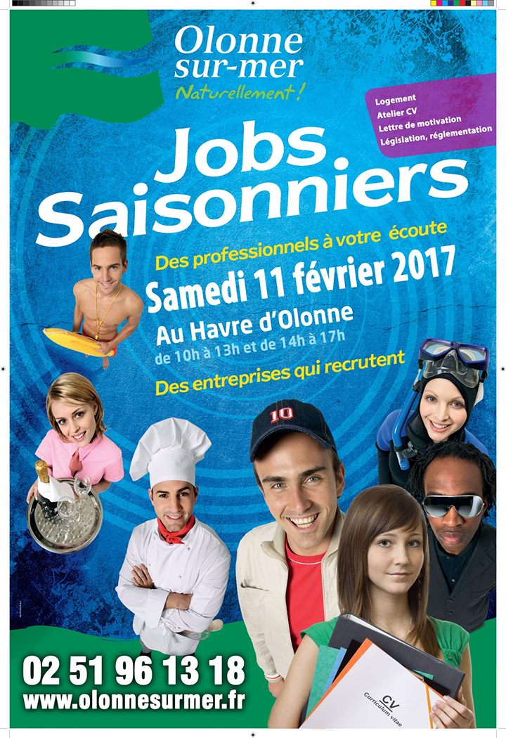 Nouvelle édition des jobs saisonniers samedi 11 février au Havre d'Olonne. Nouvelle édition des jobs saisonniers samedi 11 février au Havre d'Olonne.