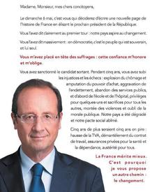 Quarante six millions d’électeurs recevront d’ici à la fin de la semaine la nouvelle profession de foi du candidat socialiste