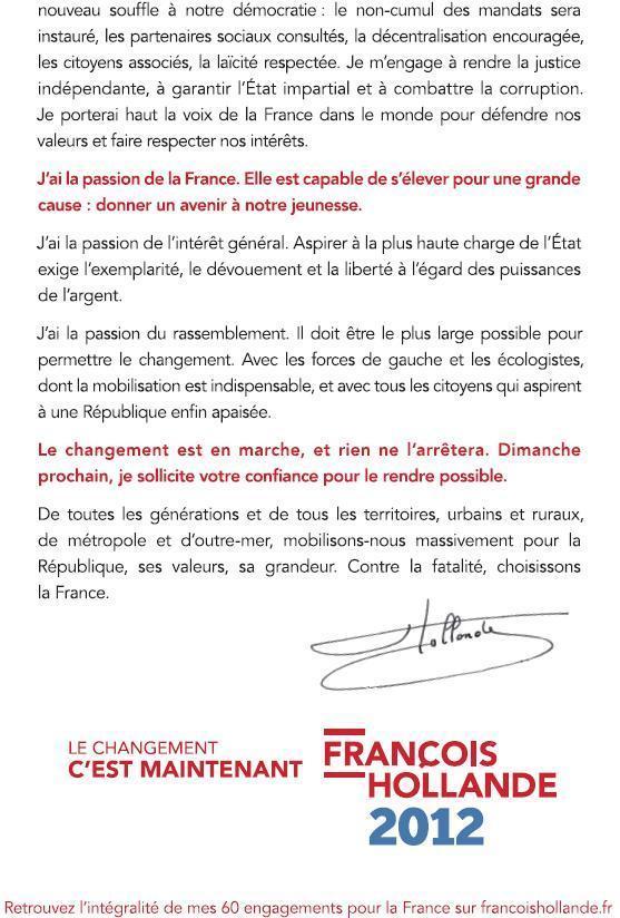 Quarante six millions d’électeurs recevront d’ici à la fin de la semaine la nouvelle profession de foi du candidat socialiste Quarante six millions d’électeurs recevront d’ici à la fin de la semaine la nouvelle profession de foi du candidat socialiste