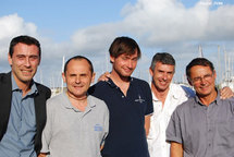 Québéc Saint Malo  :Jean Edouard Criquioche et Louis Duc, Jacques fournier André Jeantet et Lionel.Régnier  pointe à