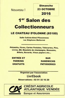 Le Château-d'Olonne : Salon des Collectionneurs le dimanche 23 octobre de 9h à 18h Le Château-d'Olonne : Salon des Collectionneurs le dimanche 23 octobre de 9h à 18h