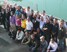 Les 30 skippers lors de l'ouverture du village le 18 octobre 2008 (Photo Guy-André Coquet)
