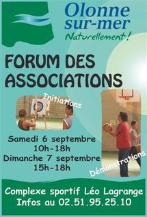 Forum des associations à Olonne-sur-Mer samedi 5 et dimanche 6 septembre Forum des associations à Olonne-sur-Mer samedi 5 et dimanche 6 septembre