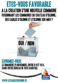 Pays des Olonnes: vote ce dimanche 29 novembre sur la fusion des trois communes des Olonnes Pays des Olonnes: vote ce dimanche 29 novembre sur la fusion des trois communes des Olonnes