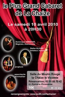 La Chaize-le-Vicomte: soirée cabaret avec Dominique Herman le samedi 10 avril à 20h30 La Chaize-le-Vicomte: soirée cabaret avec Dominique Herman le samedi 10 avril à 20h30
