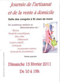 Saint-Jean-de-Mont: journée de l'Artisanat et de la vente à domicile le dimanche 13 février de 10h00 à 19h00 Saint-Jean-de-Mont: journée de l'Artisanat et de la vente à domicile le dimanche 13 février de 10h00 à 19h00