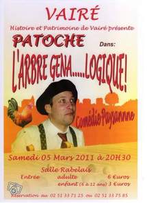 Vairé:"Histoire et Patrimoine" présente le spectacle Patoche le samedi 5 mars à 20h30 Vairé:"Histoire et Patrimoine" présente le spectacle Patoche le samedi 5 mars à 20h30