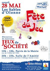 Les Sables d'Olonne: fête du jeu Parvis de la Mairie samedi 28 mai de 10h00 à 18h00 Les Sables d'Olonne: fête du jeu Parvis de la Mairie samedi 28 mai de 10h00 à 18h00