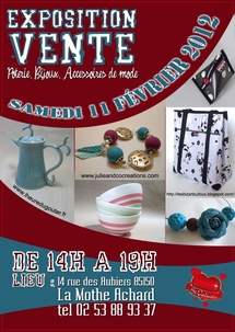 Exposition vente artisanale le samedi 11 février de 14h00 à 19h00 Exposition vente artisanale le samedi 11 février de 14h00 à 19h00