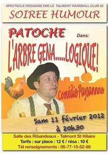 Talmont-Saint-Hilaire: soirée humour "L'arbre Géna..Logique!" avec Patoche le samedi 11 février à 20h30 Talmont-Saint-Hilaire: soirée humour "L'arbre Géna..Logique!" avec Patoche le samedi 11 février à 20h30