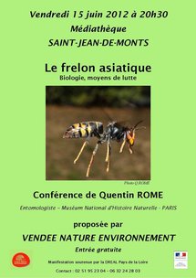 St-Jean-de-Monts: conférence de Quentin Rome sur le frelon asiatique, organisée par Vendée Nature enviornnement le vendredi 15 juin St-Jean-de-Monts: conférence de Quentin Rome sur le frelon asiatique, organisée par Vendée Nature enviornnement le vendredi 15 juin