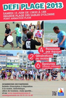 Les sables d'Olonne: 3° édition de Défi plage le samedi 15 juin à partir 13h30