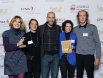 Édith Roy, Vanessa Coutant, Zinedine Zidane, parrain de Generali, Estelle Malherbe et Antony Proust lors de la soirée Atout Soleil 2013, le 3 décembre 2013. Récipiendaire du prix Génération Responsable pour le projet « Levons la voile de l’autisme »