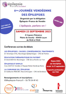 La délégation Épilepsie-France de Vendée annonce la 6ème Journée Vendéenne des épilepsies La délégation Épilepsie-France de Vendée annonce la 6ème Journée Vendéenne des épilepsies