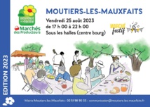 Moutiers-les-Mauxfaits : marché des producteurs de pays vendredi 25 août de 17h00 à 22h00 Moutiers-les-Mauxfaits : marché des producteurs de pays vendredi 25 août de 17h00 à 22h00