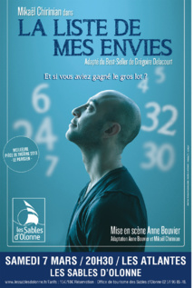 Théâtre avec La Liste de mes envies le samedi 7 mars aux Sables d'Olonne