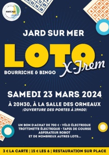 Jard-sur-Mer : loto X'TREM le samedi 23 mars à 20h30