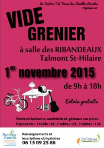 Talmont-Saint-Hilaire : vide-grenier à la Salle des Ribandeaux le dimanche 1° novembre