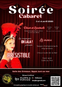 Jard-sur-Mer : soirée cabaret les 3 et 4 avril