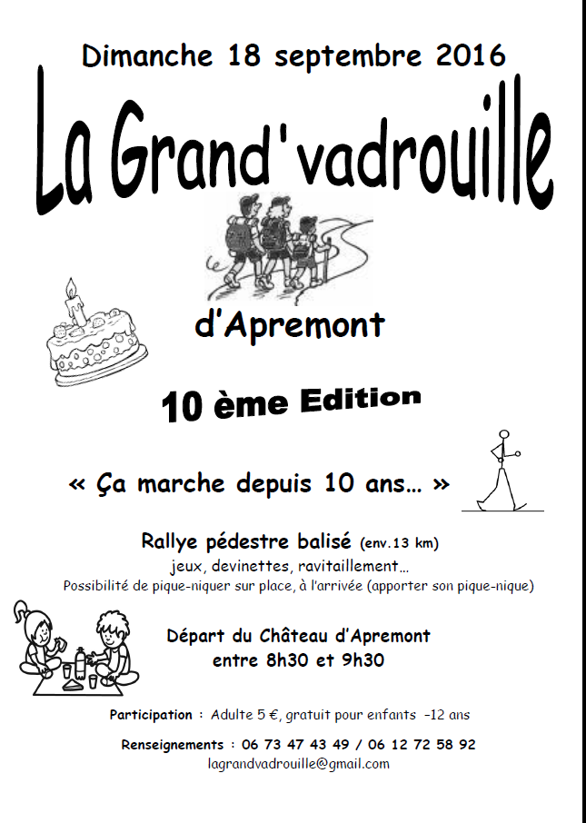 Rallye pédestre: "La Grand'vadrouilled'Apremont" dimanche 18 septembre 