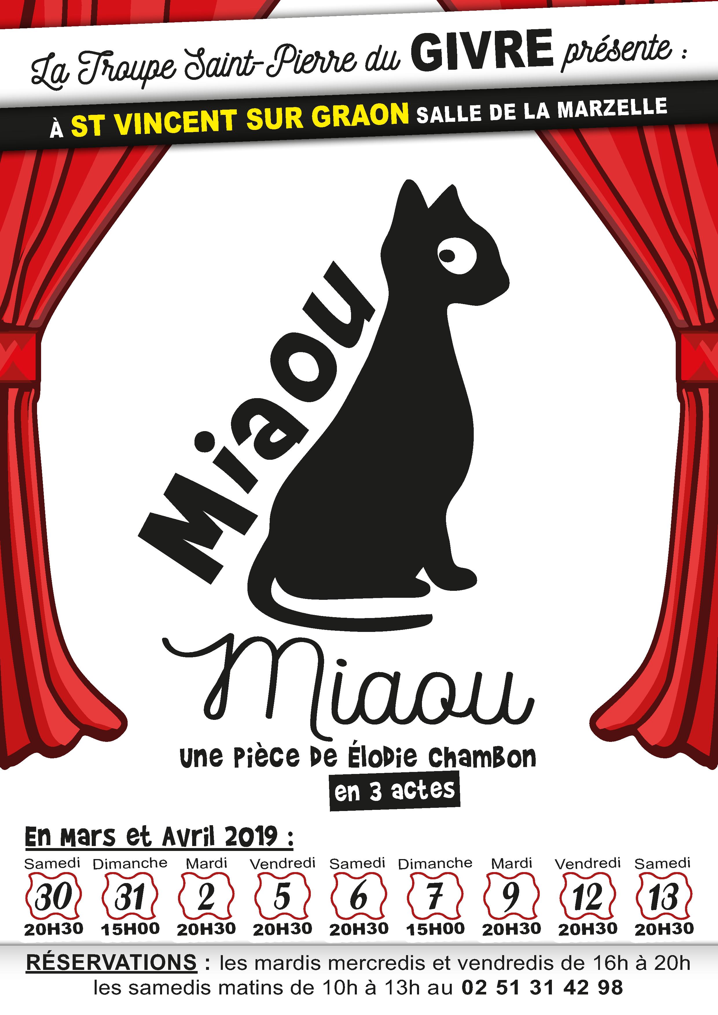Saint-Vincent-sur-Graon: théâtre avec «Miaou Miaou» par la troupe St Pierre du Givre