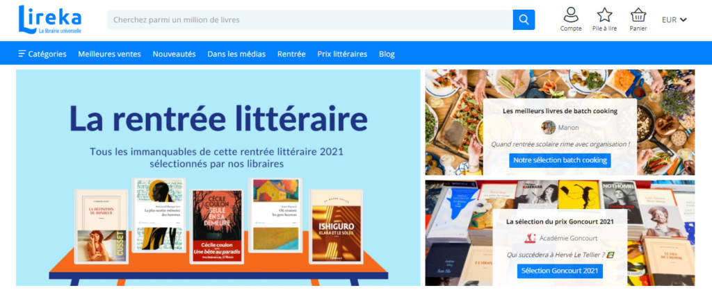 Lireka, la librairie universelle en ligne Un million de livres en français livrés gratuitement dans le monde