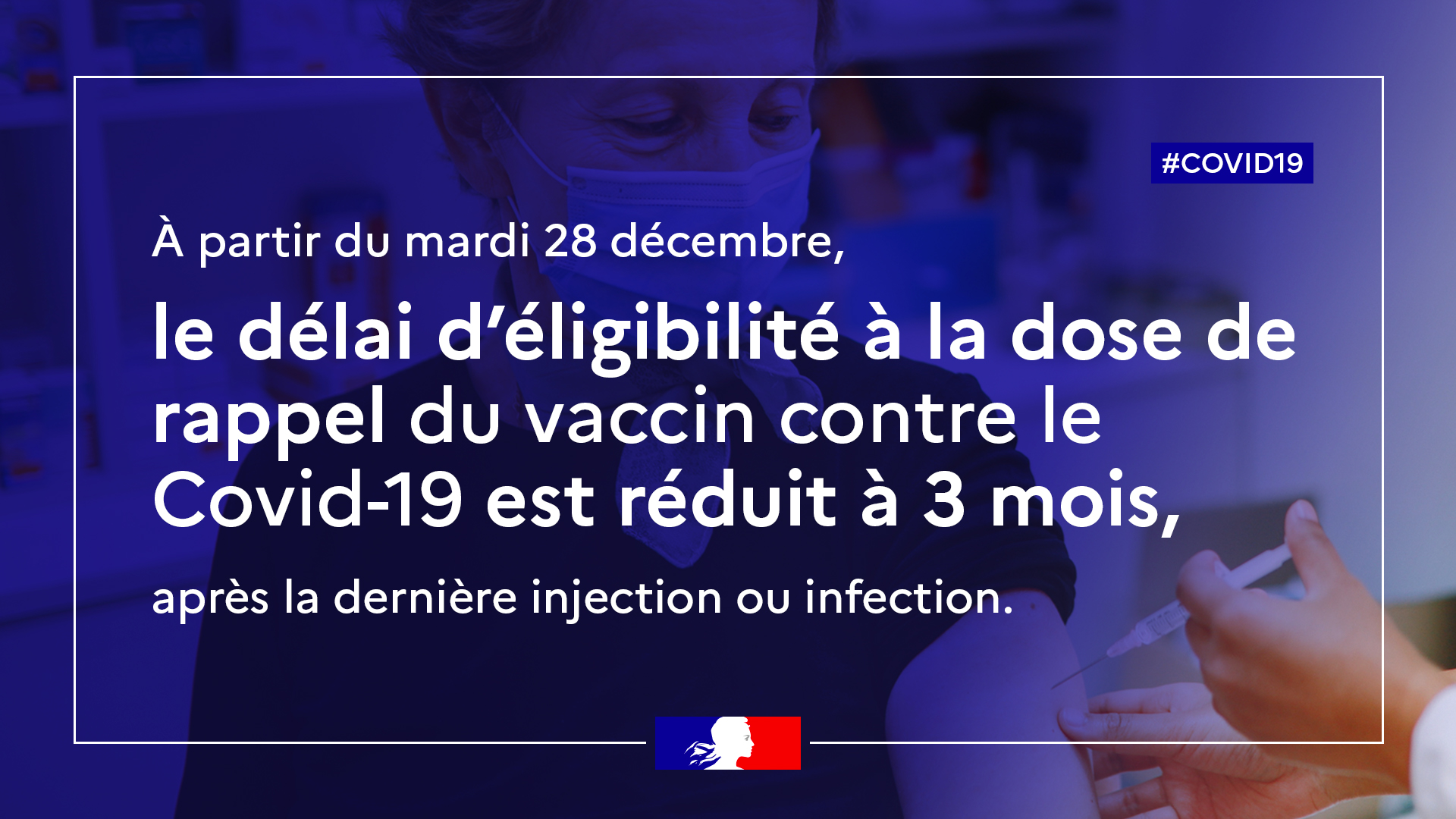 Covid 19 : réduction à trois mois après la dernière injection