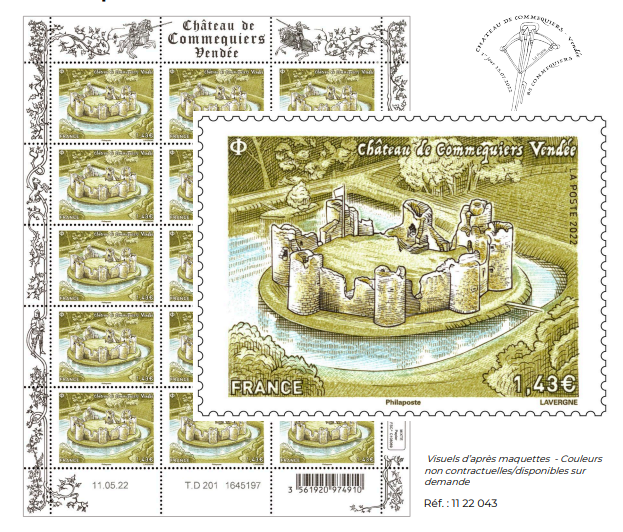 La Poste émet un timbre sur le château de  Commequiers situé en Vendée le 18 juillet 