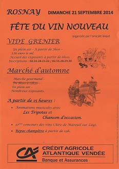 Rosnay : fête du vin nouveau le dimanche  21 septembre de 7h00 à 19h00