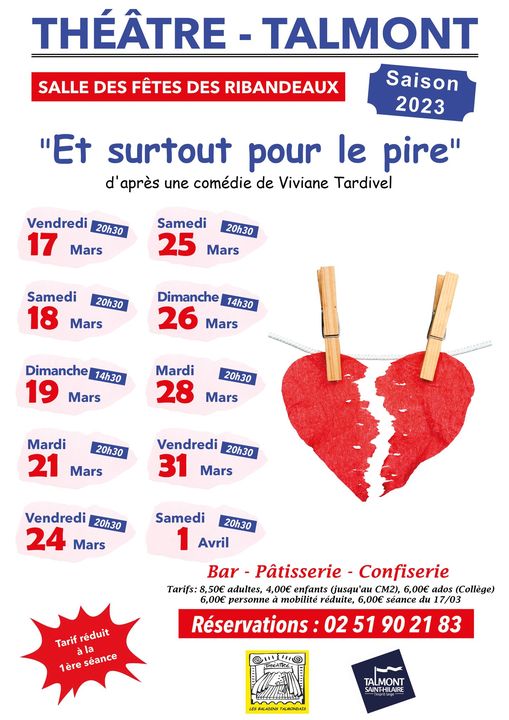 Talmont-Saint-Hilaire : théâtre avec « Et surtout pour le pire » de Viviane Tardivel du 17 mars au 1° avril