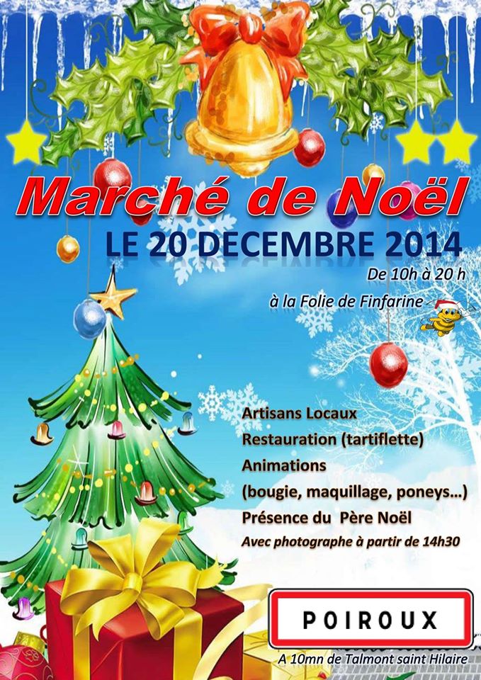 Poiroux: marché de Noël le samedi 20 décembre de 10h00 à 20h00 