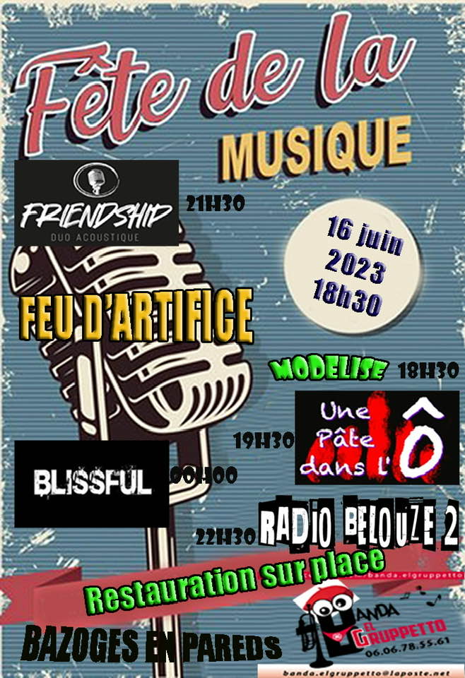 La fête de la musique ce soir à Bazoges en Pareds 