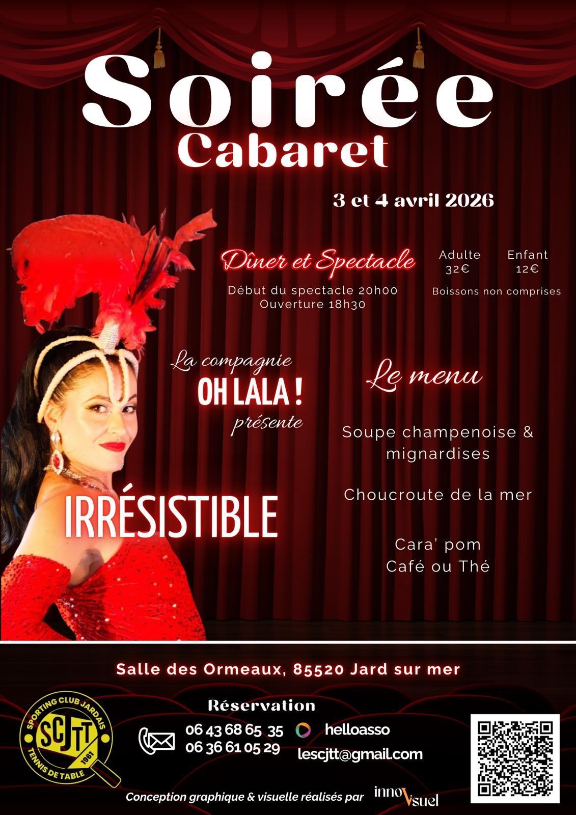 Jard-sur-Mer : soirée cabaret les 3 et 4 avril