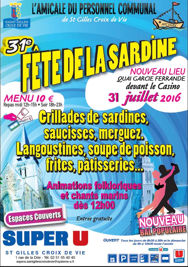 Saint-Gille-Croix-de-Vie  : 31ème édition de la Fête de la Sardine dimanche 31 juillet 