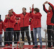 Route du rhum: Thomas Pesquet et Nathalie Renoux baptisent le nouveau bateau de Sam Davies