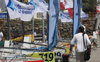 Prologue de la course les Sables - les Açores - les Sables à 12 h 30, ponton du Vendée Globe aux Sables-d'Olonne.