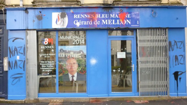La permanence électoral du Front national saccagée La permanence électoral du Front national saccagée