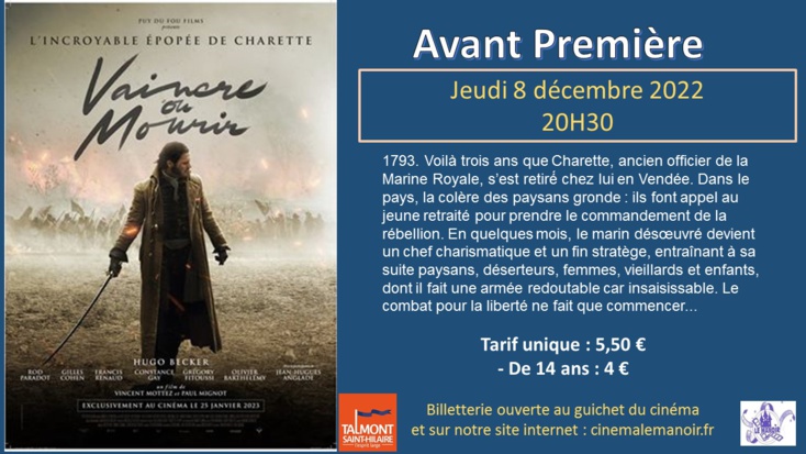Cinéma le Manoir : vaincre ou mourir rendez-vous le jeudi 8 décembre 