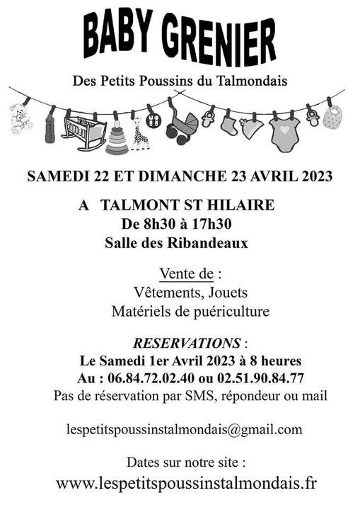 Un baby grenier les 22 et 23 avril aux Ribandeaux 